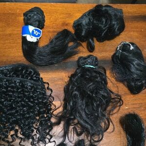NWOT Or Package/bags Black Hair Extensions. Different Texture And Lengths